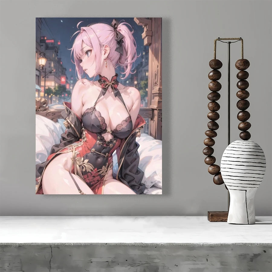 Hot Sexy Beauty Canvas Wall Art, Cute Lady Canvas Poster, Cartoon Anime Prints Poster For Living Room Home Decor Frameless