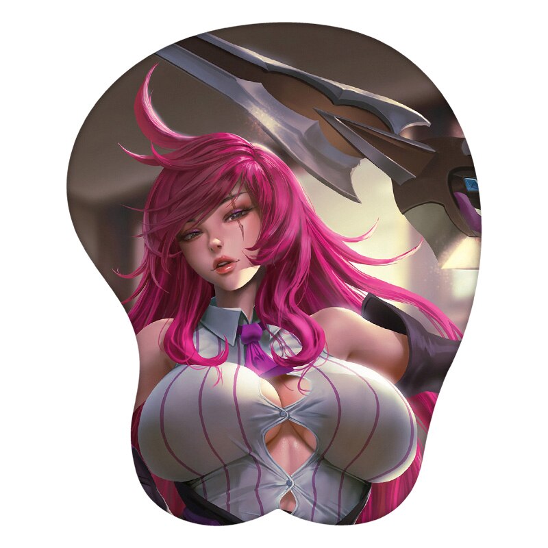 Tapis de souris 3D Katarina Du Couteau The Sinister Blade League of Legends Repose-poignet Anime Tapis de souris de jeu créatif en silicone