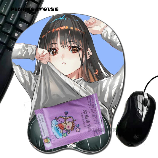 PINKTORTOISE anime Saten Ruiko Soft Silicon Holo 3D chest Mouse Pad Ergonomic Mouse Pad Gaming MousePad mat playmat