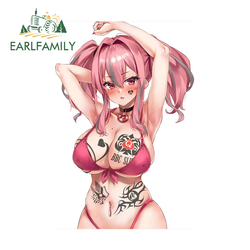 Hentai anime sticker 13cm for Sexy Loli Tattoo Personality Car Sticker Air Conditioner Anime Auto Decal Car Accessories Bumper Fun Decor