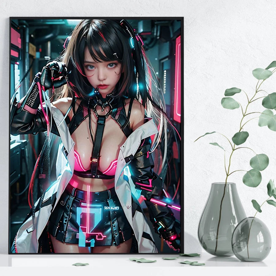 Hot Sexy Beauty Canvas Wall Art, Anime Girl Canvas Poster, Cartoon Anime Prints Poster For Living Room Home Decor Frameless