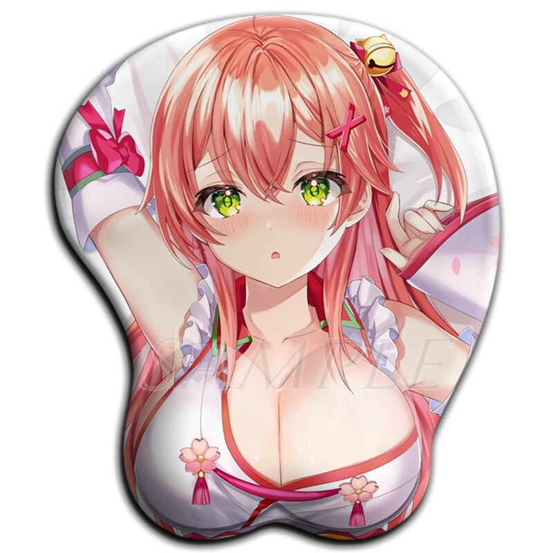 Sakura Miko Hololive 3D Oppai Mouse Pad Kawaii Anime Gaming Mousepad with Soft Silicone Wrist Rest for Pc Gamer