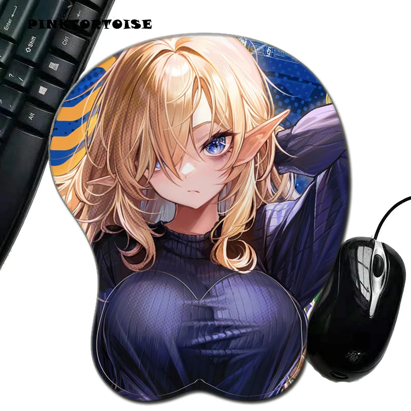 PINKTORTOISE Anime 3D gjknbv nbmk Mouse Pad  with Silicone Wrist Rest Mousepad Chest Mouse Hand PC Office Comic Mouse mat