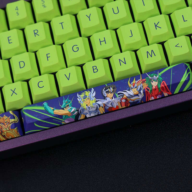 1 Set PBT Dye Subbed Keycaps 2 Dimensional Cartoon Anime Gaming Key Caps Cherry Profile Keycap For Saint Seiya