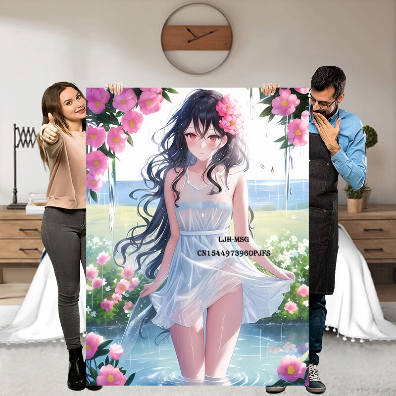 Hot Anime Sexy Girl Modern Blanket Flannel Soft Plush Sofa Bed Throwing Cartoon Blankets Gedruckt Bettdecke Geschenk Gift