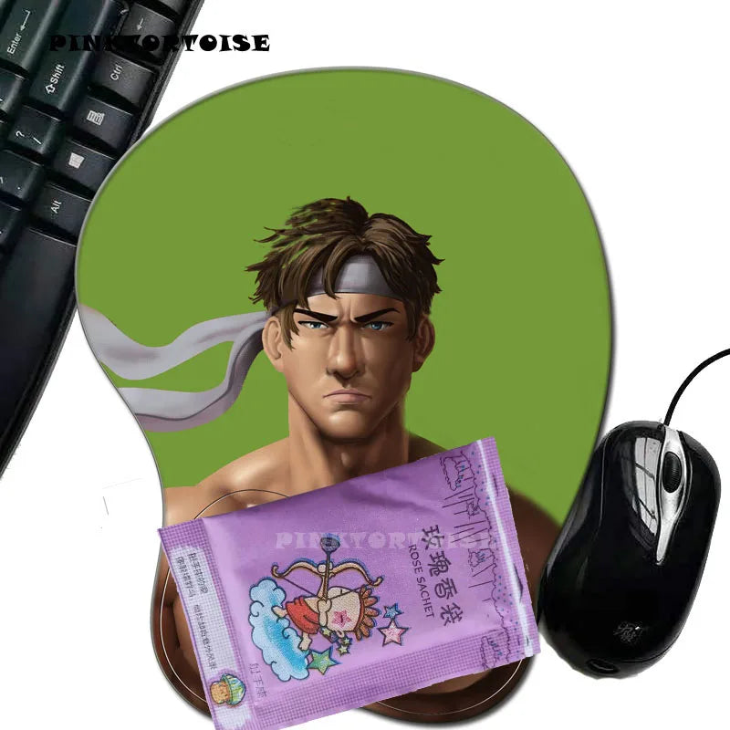 PINKTORTOISE MOUSE MAT Anime Muscleman mousepad MAT Soft Mouse Pads with Wrist Rest Gaming Mousepad Mat for LOLCSGO