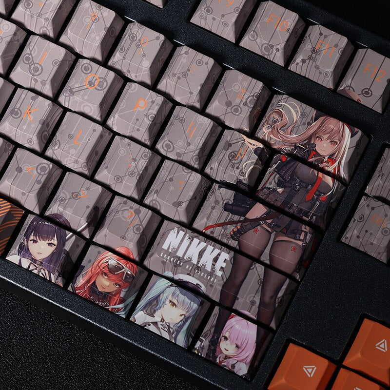 108 Keys PBT Dye Subbed Keycaps Cartoon Anime Gaming Key Caps NIKKE The Goddess Of Victory Keycap For ANSI Layout Cherry Profile