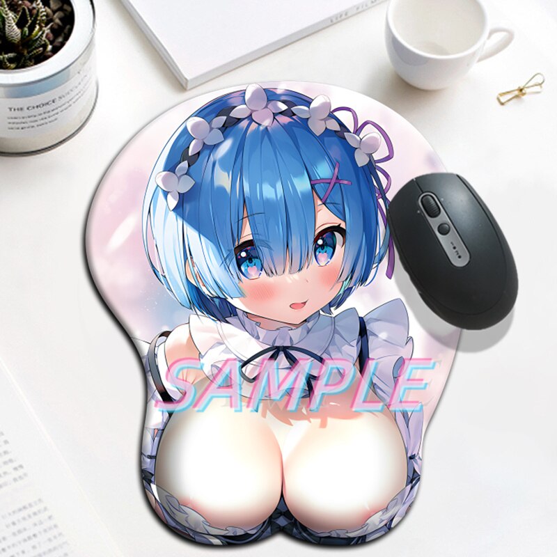 Anime Re Zero Rem Sexy Mouse Pad Kawaii Manga with Wrist 3D Big Oppai Silicone Gel Mat Mousepad Gamer