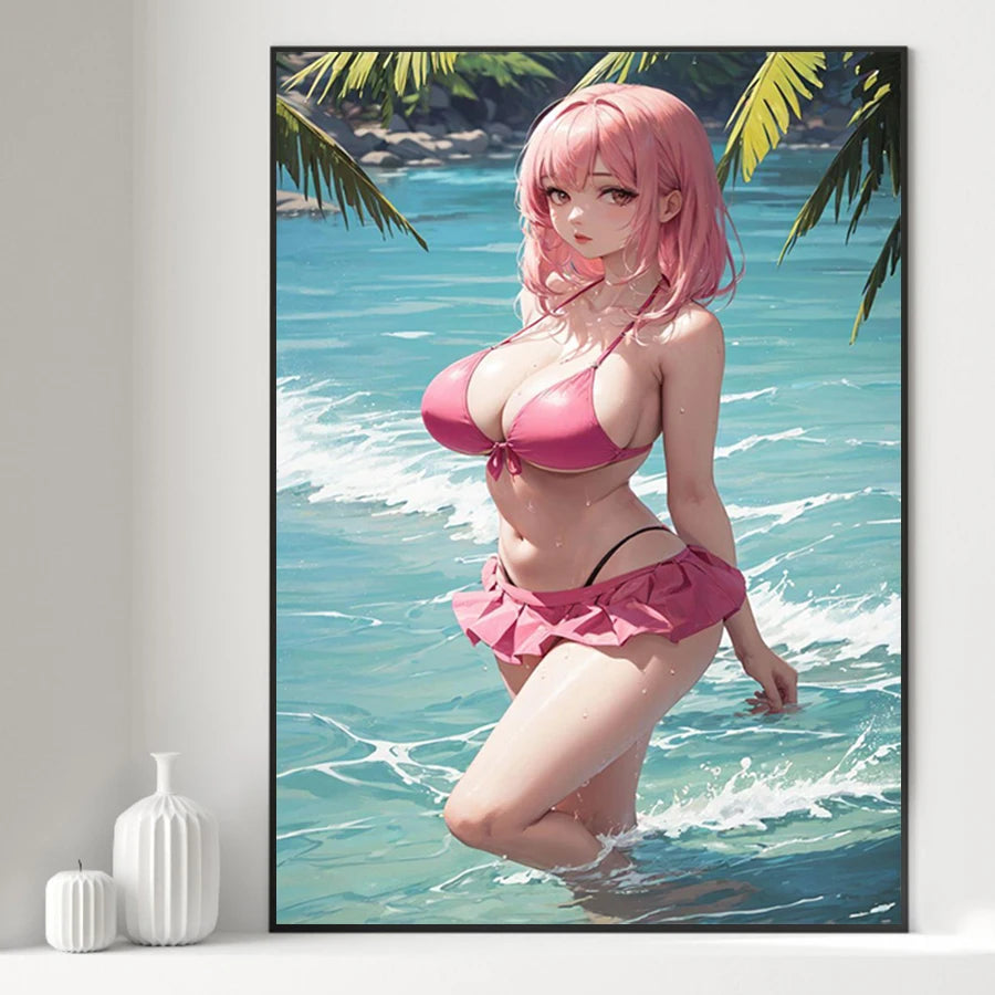 Art mural sur toile de beauté sexy et chaude, affiche sur toile de fille en bikini, affiche d'impression d'anime de dessin animé pour la décoration de la maison du salon sans cadre