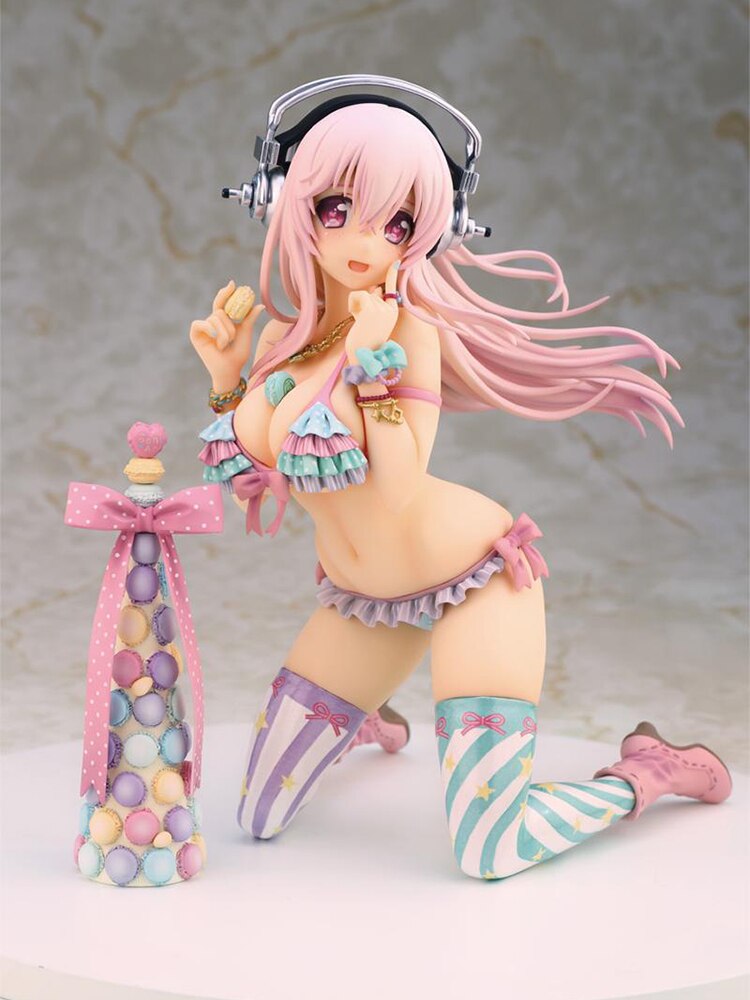 Anime Figures Sexy Girl Sonico Super Sonico With Macaron Tower 17CM PVC Action Figure Toys Figure Model Toys Collection Doll