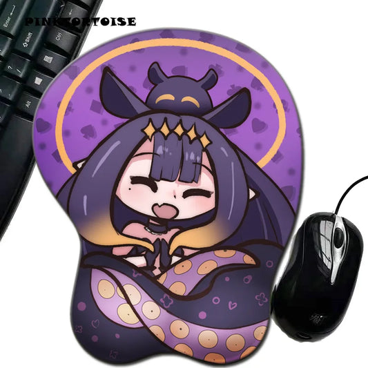 PINKTORTOISE Anime 3D magic fairy Mouse Pad  with Silicone Wrist Rest Mousepad Chest Mouse Hand PC Office Comic Mouse mat