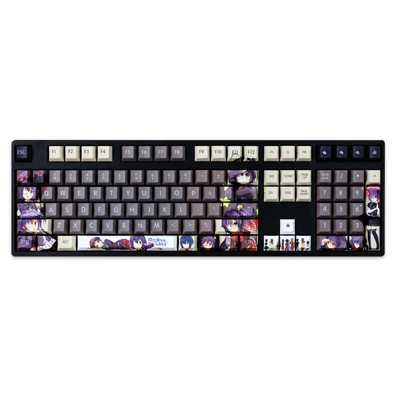 108 Keys/set 5 Sides PBT Dye Subbed Keycaps Cartoon Anime Gaming Key Caps Takanashi Rikka Keycap For Chunibyo Other Delusions