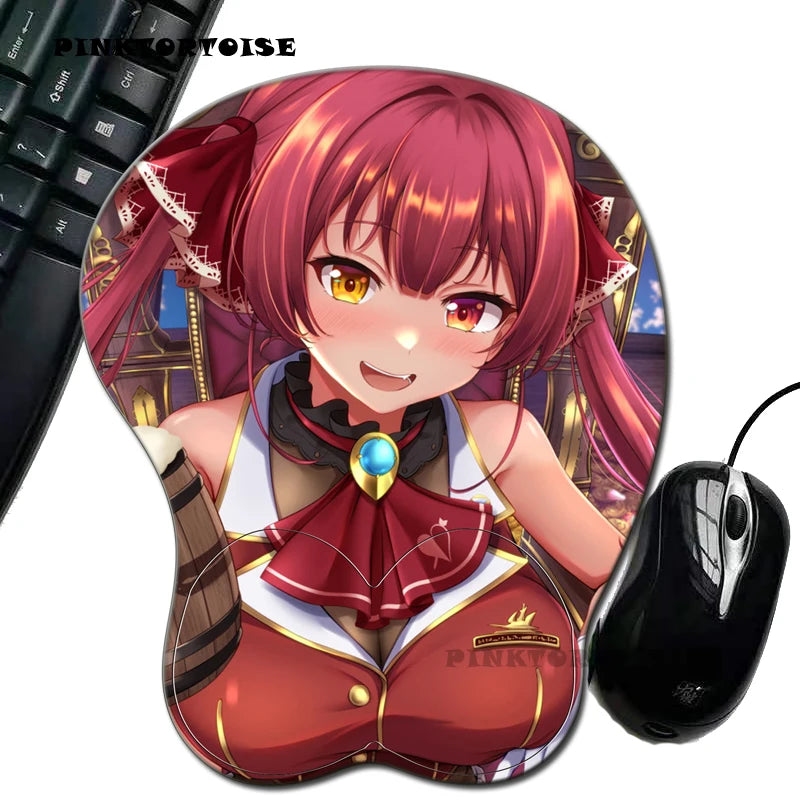 PINKTORTOISE Anime Houshou Marine VTuber Hololive mousepad MAT Soft Mouse Pads with Wrist Rest Gaming Mousepad Mat for LOLCSGO