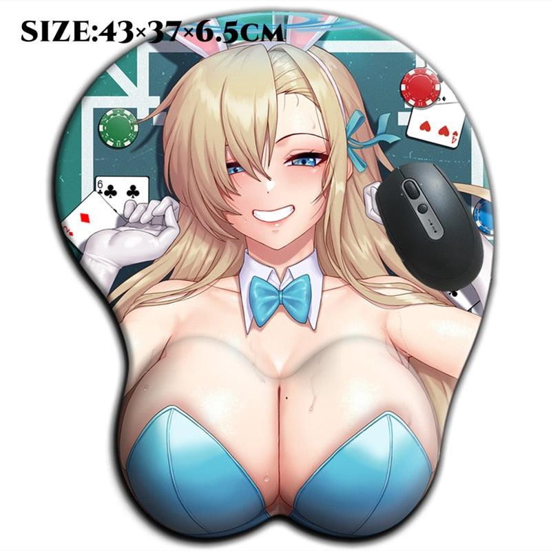 Oversized Blue Archive Ichinose Asuna 3D Silicone Big Breasts Mouse Pad Sexy Oppai Super Large Size Anime Gamer Boob Desk Mat