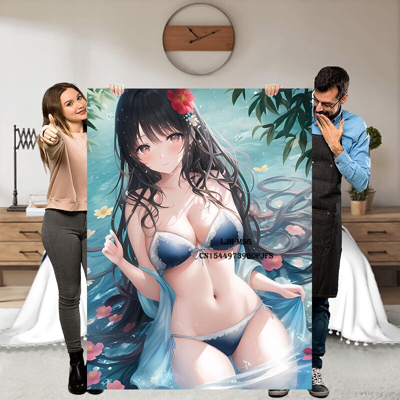 Hot Anime Sexy Girl Modern Blanket Flannel Soft Plush Sofa Bed Throwing Cartoon Blankets Gedruckt Bettdecke Geschenk Gift