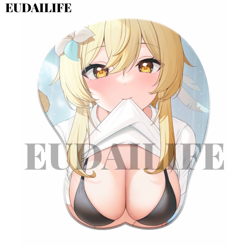 Lumine Genshin Impact Game 3D Mouse Pad Hand Wrist Rest Mousepad Silicone Breast Oppai Soft Mouse Mat Office Work Otaku Gift