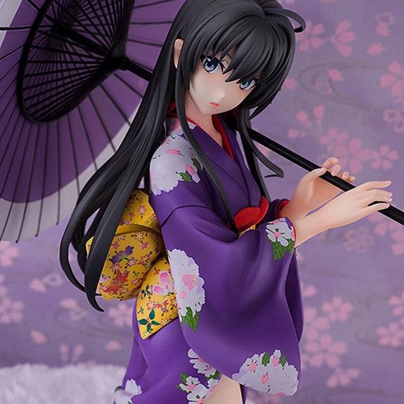 Figurine d'anime japonais Yukinoshita Yukino Kimono sexy à genoux 12 cm Modèle de poupée Bureau Collection statique Cadeau Ornement Jouets