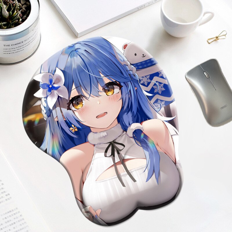 Hololive Yukihana Lamy 3D Oppai Silicone Gel Gaming Big Breast Boobs Mousepad with Wrist Rest Mouse Pad Cute Anime Desk Mat