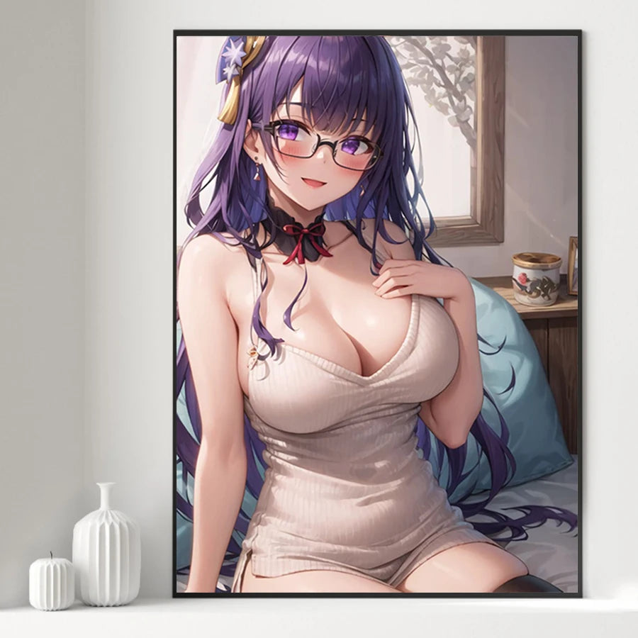 Hot Sexy Beauty Canvas Wall Art, Bikini Girl Canvas Poster, Cartoon Anime Prints Poster For Living Room Home Decor Frameless