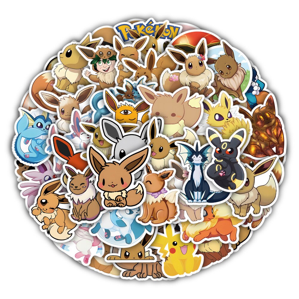 Amazon.co.jp: For Eevee Stickers Set of 50 Cute Anime for Eevee Stickers  Waterproof Decals Cute Stylish Cartoon DIY Stickers : Office Products