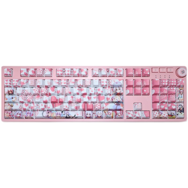 108 Keys PBT 5 Sides Dye Subbed Keycaps Cartoon Anime Gaming Key Caps Pink Cherry Profile Keycap For SUPER SONICO THE ANIMATION