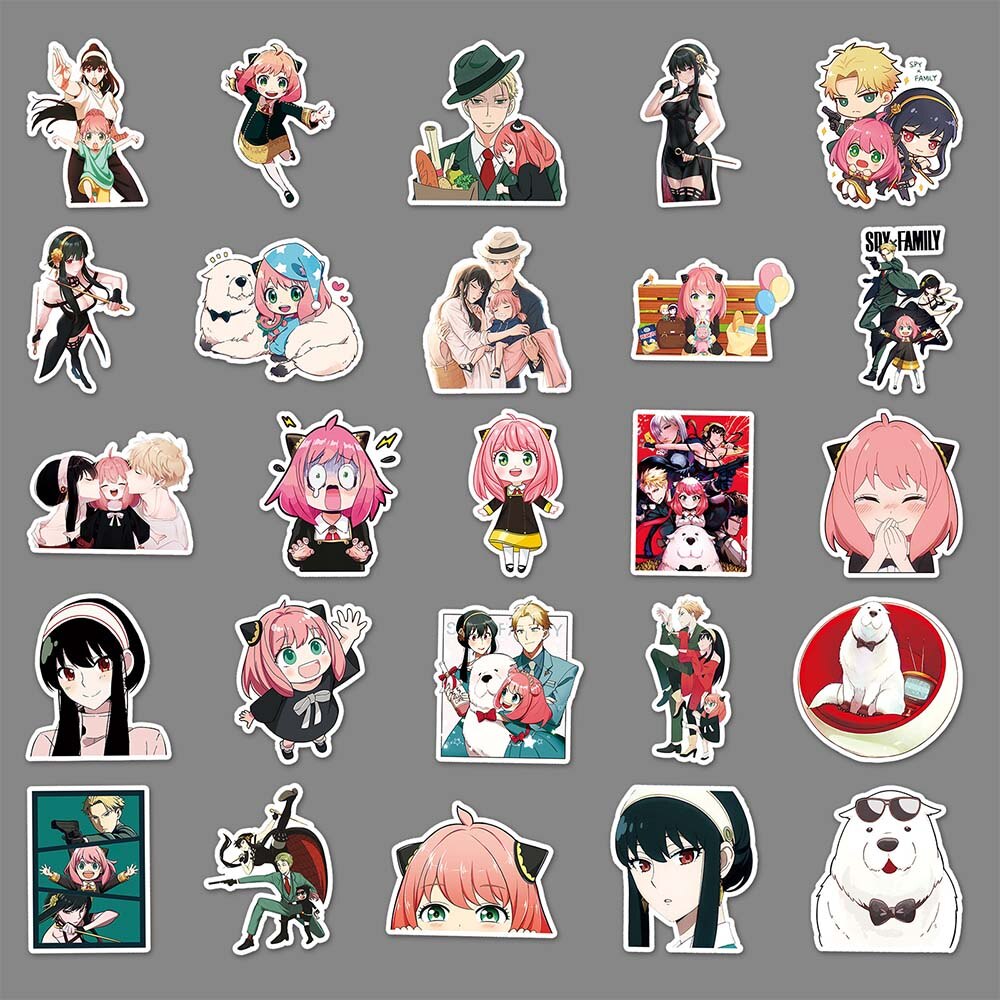 10/50 Pcs Spy Play House Cartoon Anime Sticker Backpack Phone Guitar Scrapbook DIY Decoration Waterproof Children Stickers Decal