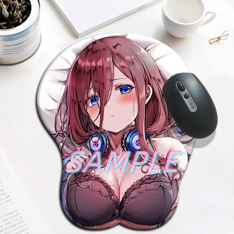 Nakano Miku Sexy Girl Big oppaii 3D Mouse Pad with Wrist Rest Silicone Over Watch Gaming Mousepad Anime Desk Mat