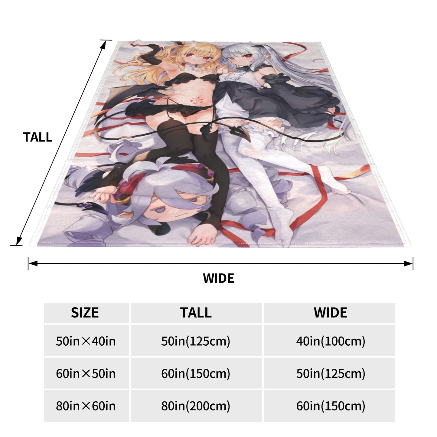 Hentai Anime Blanket Kawaii Demon Girl Manga Wallpaper Super Soft Flannel Blanket Succubus Blanket for Anime Fan and Otaku Waifu