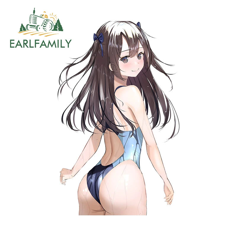 EARLFAMILY 13cm x 8.1cm for Lori Girl Hentai Car Sticker Original Sunscreen Decal Personalized Windshield RV Car Accessories