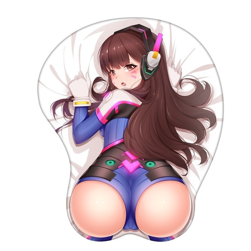 DVA D.va 3D Hand Wrist Rest Mouse Pad Mousepad Silicone Butt Breast Oppai Soft Gaming Mouse Mat Office Work Gift