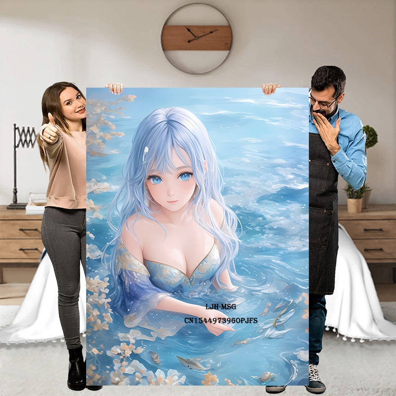 Anime Girl Super Soft Flannel Throw Blanket Lightweight Air Conditioner Blanket Cooling Summer Blanket Cute Cartoon Girl Blanket