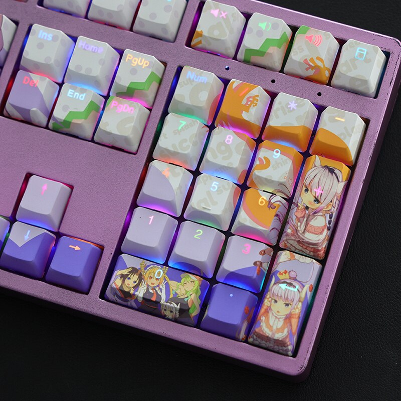 108 Keys/set 5 Sides PBT Dye Subbed Keycaps Cartoon Anime Gaming Key Caps Backlit Keycap For Miss Kobayashi's Dragon Maid