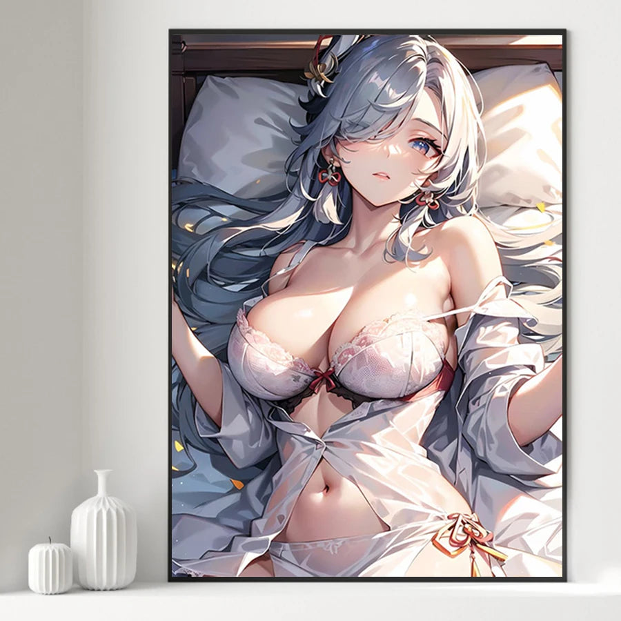 Hot Sexy Beauty Canvas Wall Art, Bikini Girl Canvas Poster, Cartoon Anime Prints Poster For Living Room Home Decor Frameless