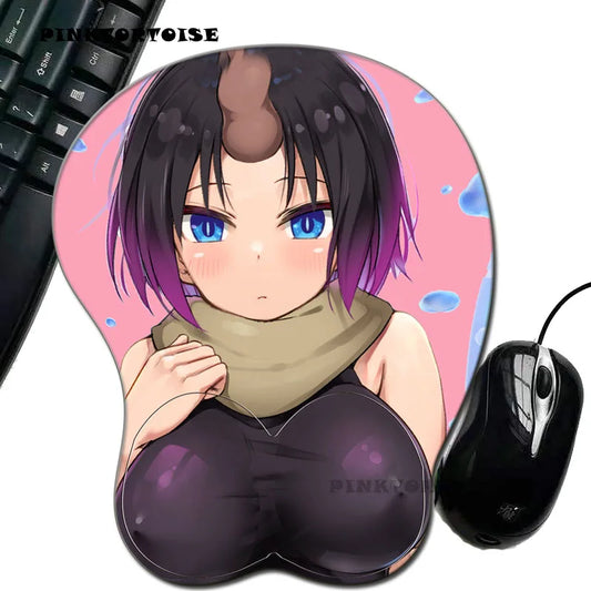 PINKTORTOISE Elma kobayashi san chi no maid Anime 3D Breast Mousepad MOUS PAD MAT Wrist Rest Silicone Mouse Mat