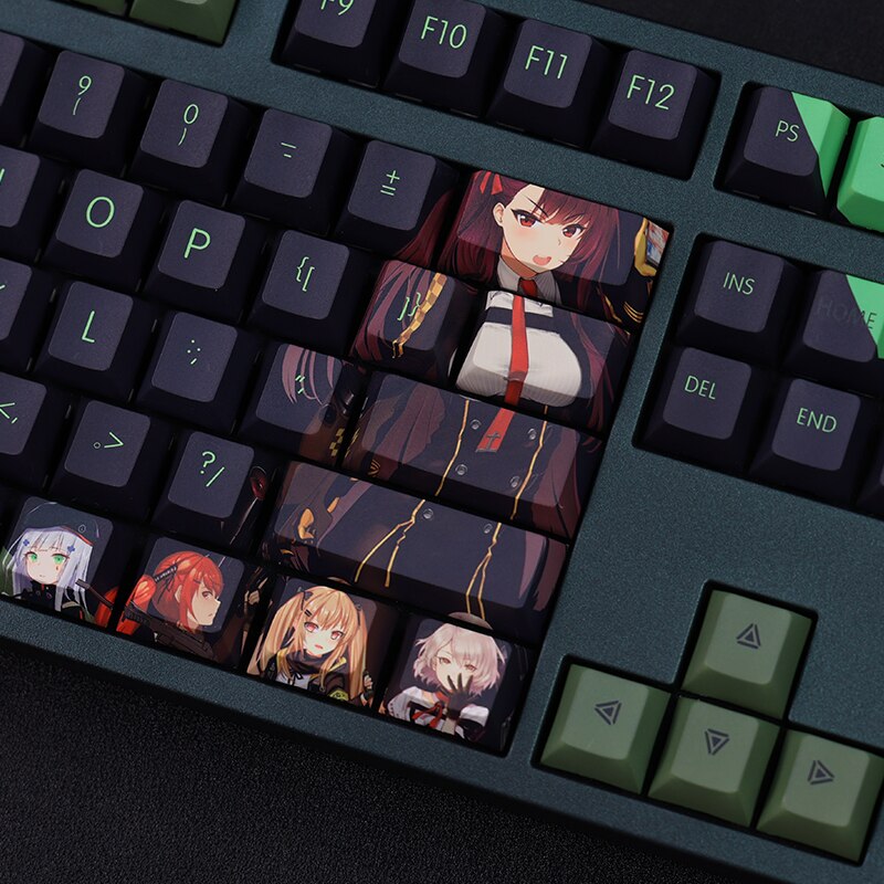 108 Keys/set PBT Dye Subbed Keycaps 2 Dimensional Cartoon Anime Gaming Key Caps Cherry Profile Keycap For Girls Frontline