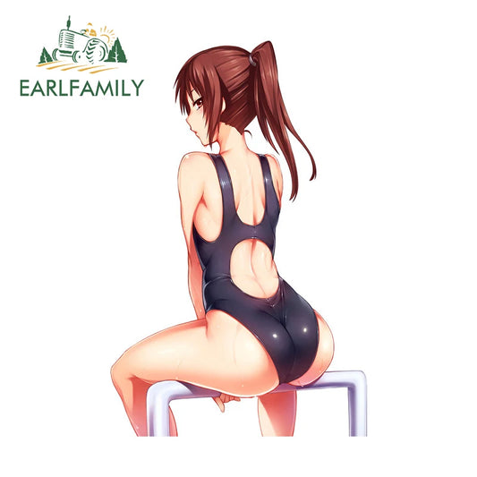 EARLFAMILY 13cm x 8.6cm for Lori Girl Hentai Car Sticker Personality Sunscreen Vinyl Decal Windshield Helmet Trunk Car Label