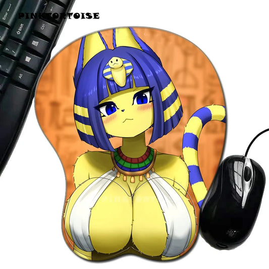 PINKTORTOISE Anime carton Animal Crossing Ankha mousepad 3d chest Soft Silicon 3D Pad anime Ergonomic mat Gaming MousePad