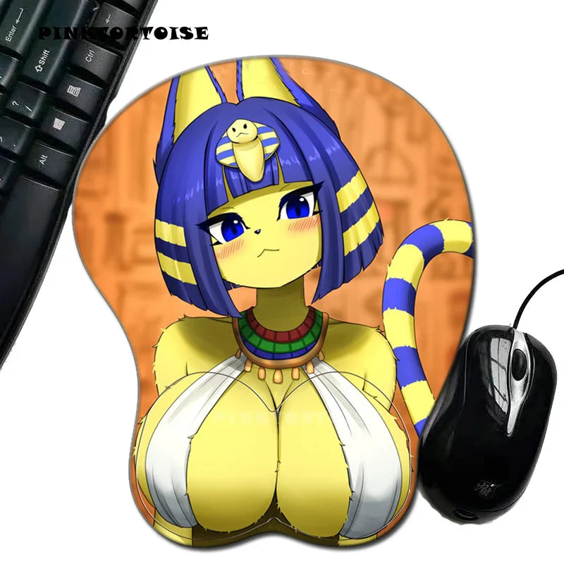 Anime  Anime carton Animal Crossing Ankha mousepad 3d chest Soft Silicon 3D Pad anime Ergonomic mat Gaming MousePad