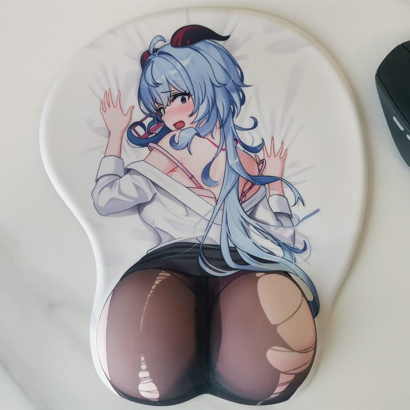 Genshin Impact Nilou Ganyu Mona Sexy Ass Tapis de souris avec repose-poignet 3D Gros cul Anime Kawaii Tapis de bureau Tapis de souris de jeu