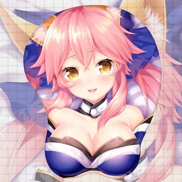 Fate/Grand Order Tamamo no Mae Sexy Oppai Mouse Pad 3D Silicone Gel Mousepad Anime Cute Manga with Wrist Rest Mat Pad