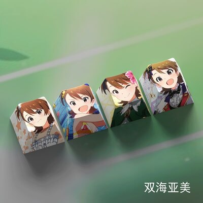 4 Keys/set THE IDOLMASTER Keycaps PBT Dye Sublimation Key Caps For MX Switches Cherry Profile Anime Cartoon Keycap