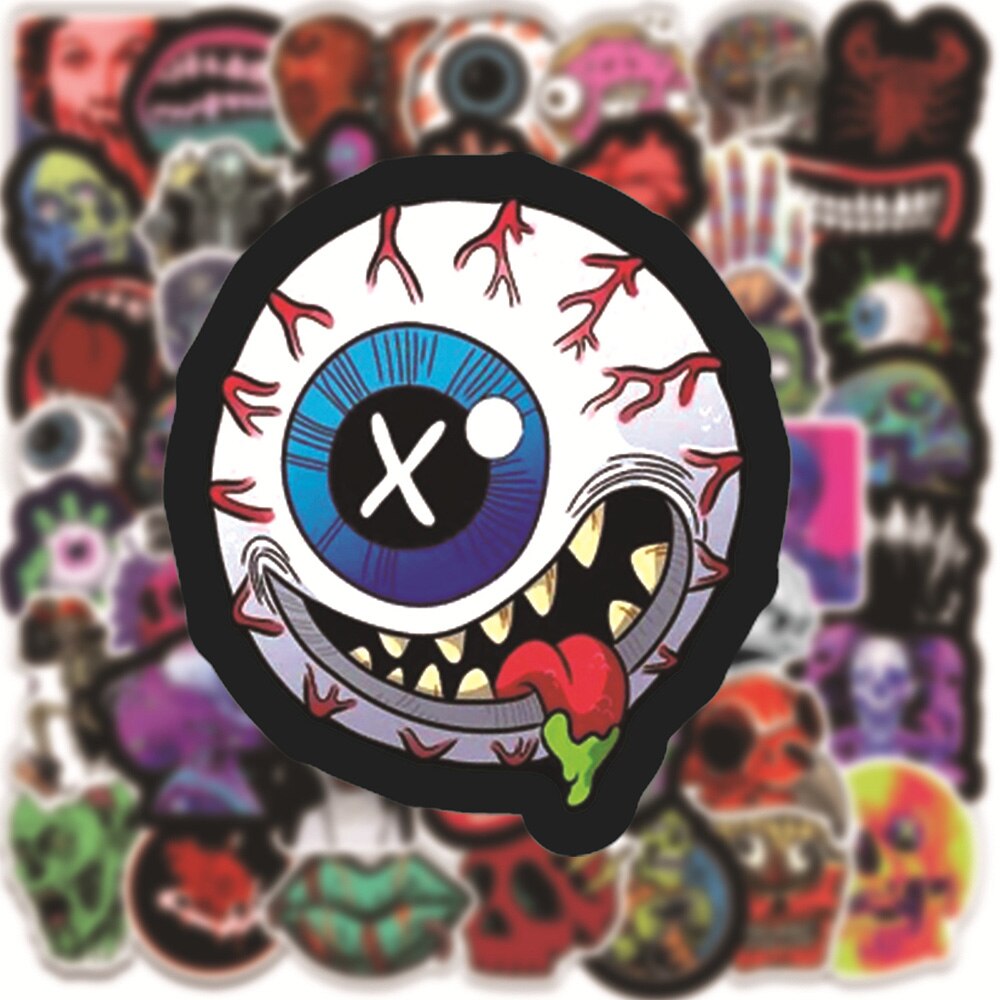 10/30/50/100PCS Horror Series Skull Eyeball Cartoon Sticker DIY Snowboard Laptop Luggage Cartoon Graffiti Decals Sticker