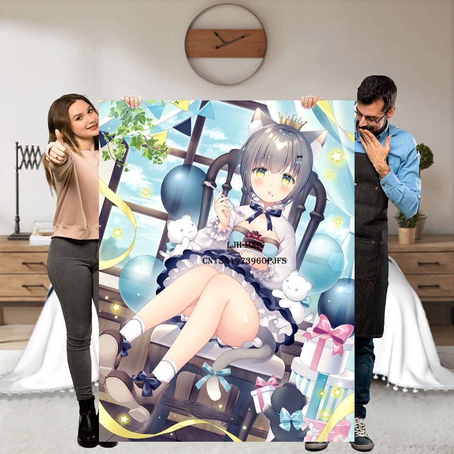 Hentai Anime Blanket Kawaii Demon Girl Manga Wallpaper Super Soft Flannel Blanket Succubus Blanket for Anime Fan and Otaku Waifu