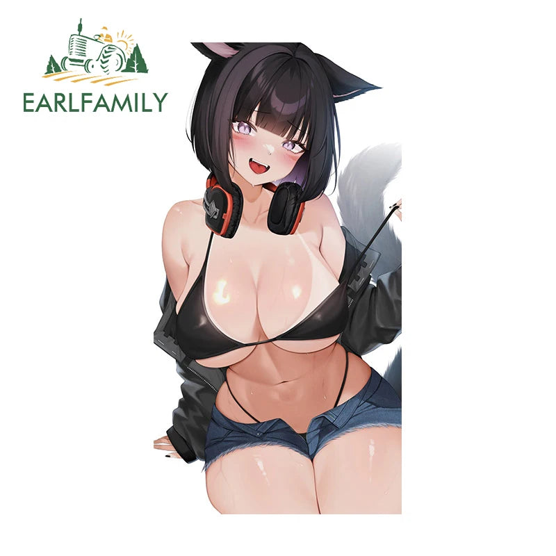 EARLFAMILY 13cm for Sexy Hentai NSFW Furry Waifu Car Sticker Car Accessories Vinyl Wolf Decal Waterproof Motorcycle Decoration