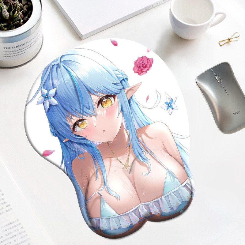 Hololive Yukihana Lamy 3D Oppai Silicone Gel Gaming Big Breast Boobs Mousepad with Wrist Rest Mouse Pad Cute Anime Desk Mat