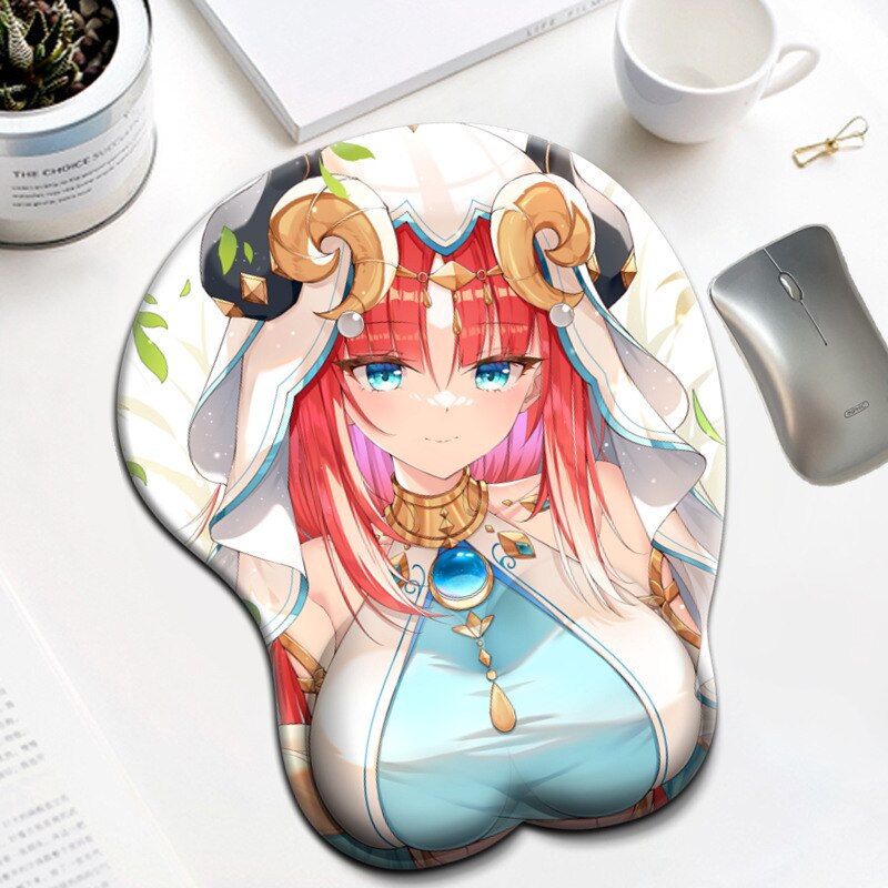 Genshin Impact Nilou Sexy 3D Chest Mouse Pad Big Gaming Anime Cute Manga Ass MousePad with Wrist Rest Oppai XXL Large Desk Mat