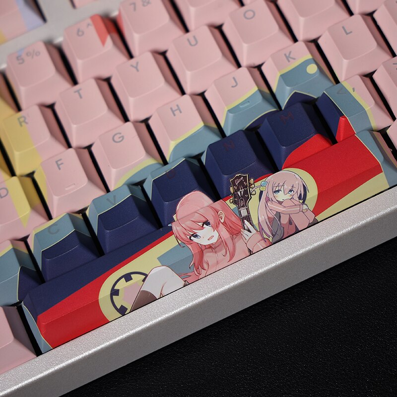 108 Keys BOCCHI THE ROCK Hitori Gotoh Backlit Keycap PBT 5 Sides Dye Subbed Keycaps Cartoon Anime Gaming Key Caps