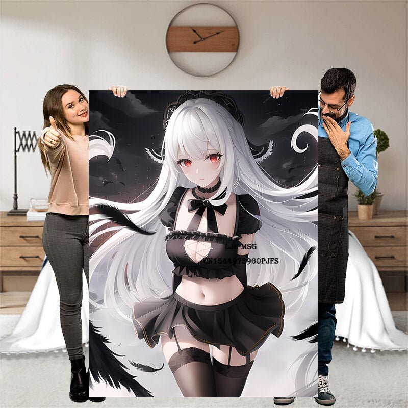 Japanese Anime Girl Blanket Flannel Angel Soft Plush Sofa Bed Throwing Personalized Decorative Otaku Waifu Gift for Bed Decor