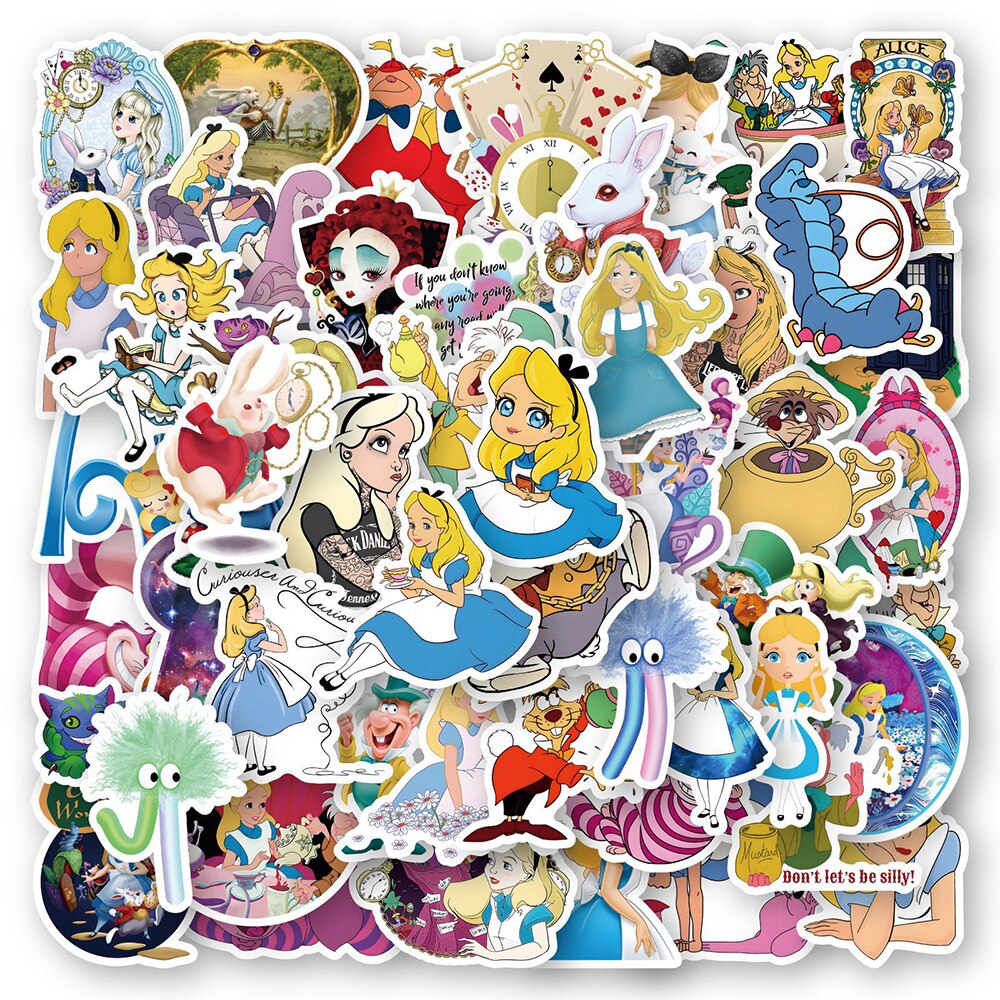 10/50PCS Disney Movie Alice in Wonderland Stickers for Water
