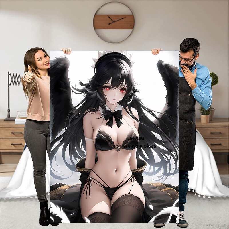 Japanese Anime Girl Blanket Flannel Angel Soft Plush Sofa Bed Throwing Personalized Decorative Otaku Waifu Gift for Bed Decor